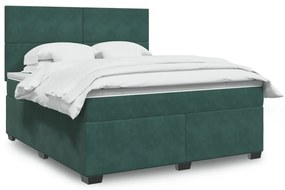 vidaXL Pat box spring cu saltea, verde închis, 180x200 cm, catifea