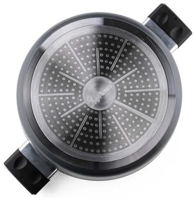 Cratiță Luigi Ferrero Regina FR-2840, 28x12.5 cm, 6.5 l, Acoperire neaderentă din marmură, Capac din sticlă cu orificiu pentru abur, Inducție, Negru