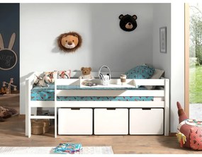 Pat înalt pentru copii Vipack Pino, 90 x 200 cm, alb