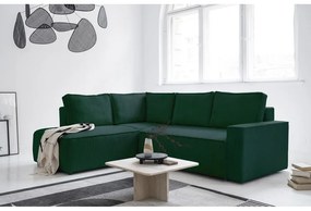 Colțar verde închis extensibil cu tapițerie din catifea reiată (cu colț pe partea stângă ) Brave Dave – Miuform