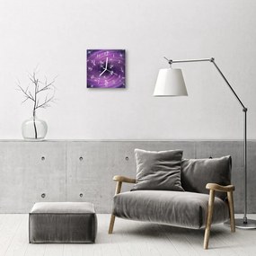 Ceas de perete din sticla pătrat Abstract Abstract Art Purple