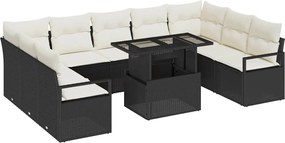 vidaXL Set de canapele pentru grădină 10 pcs Negru Rattan poli