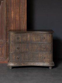 Comoda maro, din lemn de mango, cu 3 sertare, aspect vintage, Giacomo