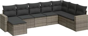 vidaXL Set canapele de grădină cu perne, 8 piese, gri, poliratan