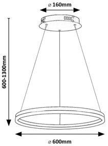 Lustra LED suspendata design circular Isaure, 60cm