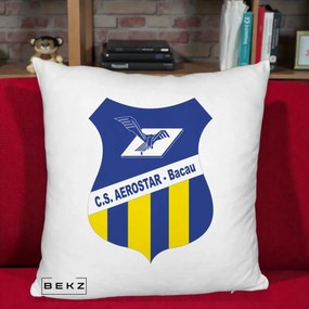 Perna Personalizata CS Aerostar Bacau Fotbal, 40x40 cm, Alb Pufos, Husa Detasabila, Perna Inclusa, BEKZ®