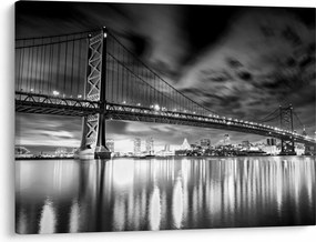Tablou - Podul Benjamin Franklin, Philadelphia, alb-negru (70x50 cm)