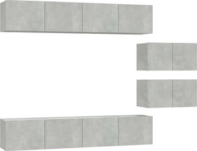 vidaXL Set dulap TV, 6 piese, gri beton, lemn prelucrat