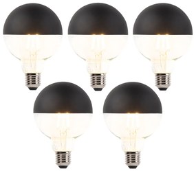 Set de 5 becuri LED cu filament reglabile E27 G95 negru 550lm 2700K