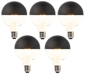 Set de 5 becuri LED cu filament reglabile E27 G95 negru 550lm 2700K