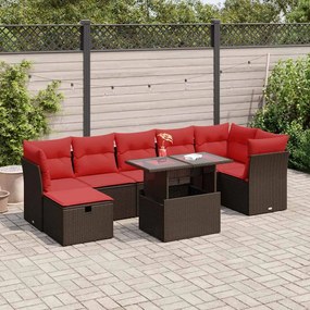 vidaXL Set mobilier grădină perne 8 piese negru, poliratan/lemn acacia