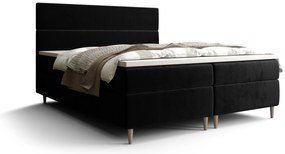 Pat matrimonial Boxspring 140 cm Flu Comfort (Negru) (cu saltea și sp. depozitare). 1055916