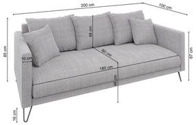 Canapea gri deschis cu tapițerie din chenille 200 cm Freya – Ropez