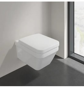 Set vas WC rimless suspendat, Villeroy&amp;Boch Architectura, DirectFlush, cu capac inchidere lenta, 37x53cm, Alb Alpin, 5685HR01