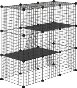 PawHut Țarc Modular pentru Animale de Companie de Talie Mică, cu Panouri și Accesorii, 105x45x105 cm, Negru | Aosom Romania
