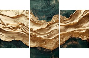 Tablou - Abstracție verde cu auriu II. (90x60 cm)