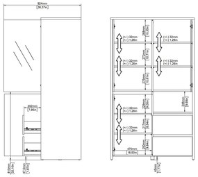 Vitrină albă-în culoare naturală cu aspect de lemn de stejar 100x170x48 cm Next – Tvilum