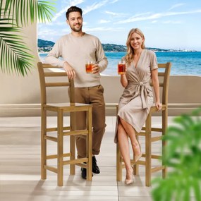 Scaune de bar OSLO cu spătare, 2 buc., 40x36x110cm, maro natural Casaria