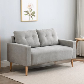 HOMCOM Canapea Compacta 2 Locuri Design Modern, Spate Matlasat, Gri | Aosom Romania