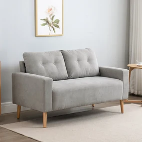 HOMCOM Canapea Compacta 2 Locuri Design Modern, Spate Matlasat, Gri | Aosom Romania