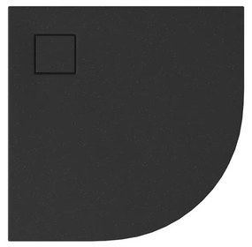 Cadita dus semirotunda neagra 90x90 cm Cersanit Tako Slim cu sifon inclus 900x900 mm