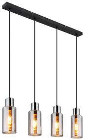 Lustra suspendata design modern LIDARIA 4L negru/fumuriu