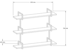 Etajeră de perete URAS 76x90 cm pin