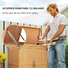 Outsunny Dulap de Grădină pentru Depozitare Unelte, Magazie Exterior cu 2 Rafturi, 74x43x88 cm, Gri | Aosom Romania