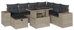 3275322 vidaXL Set mobilier de grădină cu perne, 8 piese gri deschis poliratan