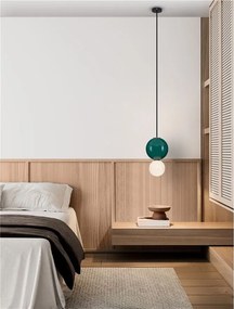 Pendul LED decorativ portelan jasper, sticla alb, NOESIS