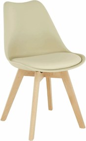 Scaun BALI 2 NEW, cappuccino vanilie/fag, piele ecologica/plastic/lemn