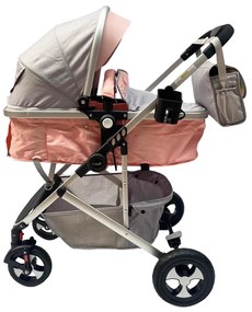 Carucior 2 in 1 reversibil si transformabil, landou sport si geanta cadou - Roz - CPC-08-roz