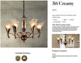 Candelabru 5 brate LUX design clasic realizat manual 316 Creamy