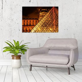 Tablou pe sticlă cu Louvre la Pris (70x50 cm)