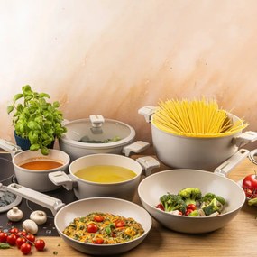 Set oale si tigai marmorate cu capace 12 peise Klausberg KB-7969, crem