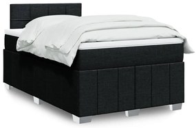 vidaXL Pat box spring cu saltea, negru, 120x200 cm, textil