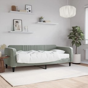 vidaXL Pat de zi cu saltea, gri deschis, 90x200 cm, catifea