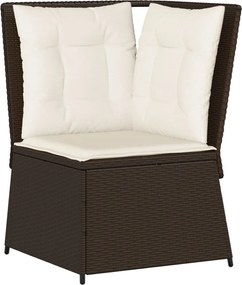 vidaXL Canapea de colț cu pernă de grădină, maro, poliratan