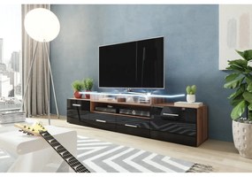 Masă TV + Dulap Blaise (prun + Negru lucios ) (iluminat LED Alb). Promo -16%. 1058800
