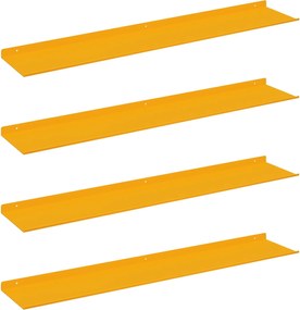 vidaXL Raft suspendat 4 pcs Galben muștar 100 x 18 x 2,5 cm Oțel