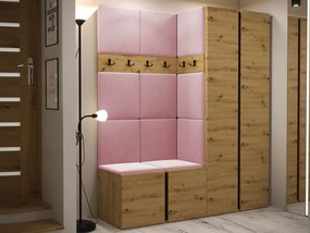 Mobilier Hol Timothy III (Stejar artisan + Stejar artisan + Negru) (piele ecologică Soft 017 (Alb)). 1059874