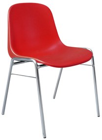 Scaun de vizitator Beta, cadru cromat, polipropilena, rosu