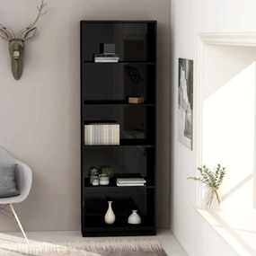 800889 vidaXL Bibliotecă cu 5 rafturi, negru extralucios, 60x24x175 cm, PAL