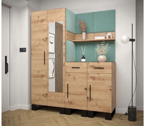 Set mobilier pentru hol Amanda 15 (Stejar artisan + verde). 1085985