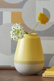Set 2 Vaze mari galbene cu baza glazura granit 23 cm