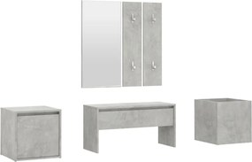 vidaXL Set de mobilier pentru hol, gri beton, lemn prelucrat
