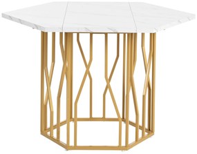 Masă de dining hexagonală modernă, Alb+Auriu | Aosom Romania