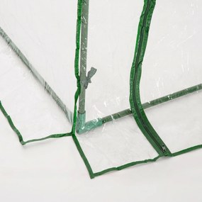 Outsunny Tunel de oțel pentru grădină cu seră și capac din PVC, 200x100x80 cm, transparent și verde | Aosom Romania