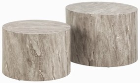 Măsuțe de cafea gri 2 buc. rotunde cu aspect de piatră ø 58 cm Dice – Actona