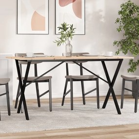 vidaXL Masă de bucătărie, cadru X, 160x80x75cm lemn masiv pin și Oţel